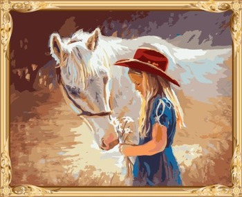 350x285 Digital Women Horse Canvas Oil Painting For Bedroom Gx7583 - Horse Oil Painting