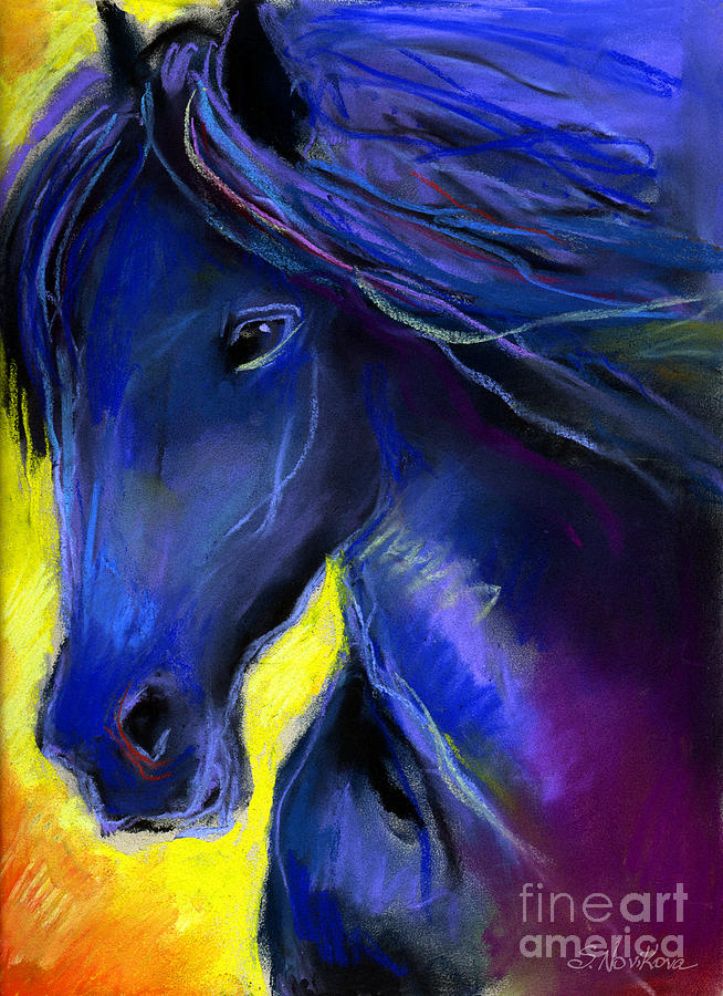 654x900 Fantasy Friesian Horse Painting Print Painting By Svetlana Novikova - Horse Painting Artists
