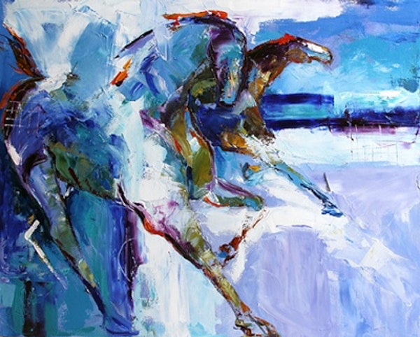 600x482 Ripples Blue Waves Great Horses Abstract Horse - Horse Painting Artists