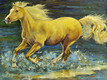 411x309 Wildlife And Animal Art Acrylic Paintings By Wildlife Gallery - Horse Painting Artists