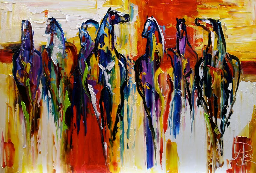 850x576 Abstract Horse Painting By Laurie Pace Full Circle Palette Knife - Horse Painting Artists