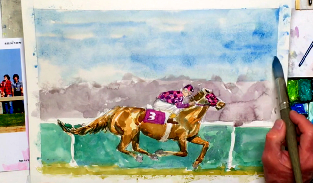 1290x755 Easy Watercolor Horse Painting The Secretariat - Horse Painting Easy