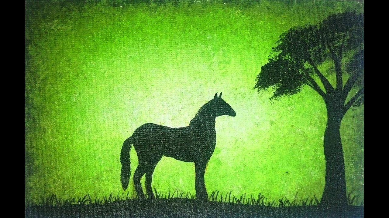 1280x720 Silhouette Painting Of Horse - Horse Painting Easy