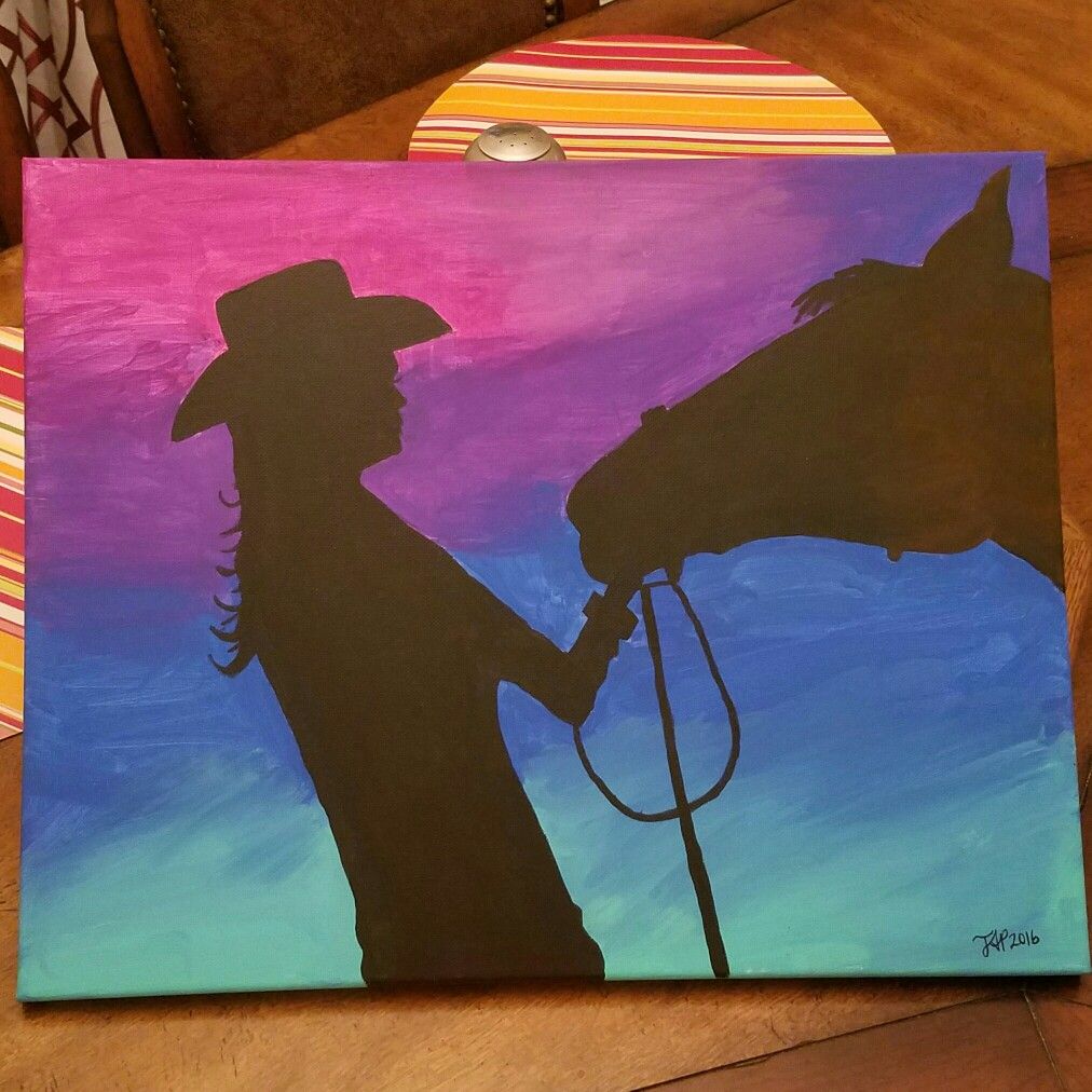 1012x1012 Acrylic Painting, Cowgirl, Horse, Easy, Paint Night My Pictures - Horse Painting Easy
