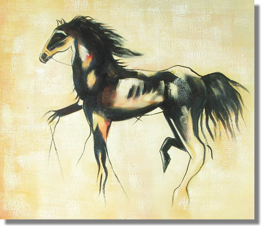 515x447 Black Cooper Horse Painting On Canvas - Horse Painting Easy