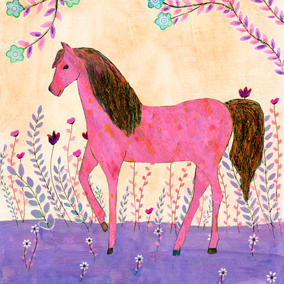 570x570 Children Wall Art Horse Art Print Horse Painting Horse - Horse Painting For Kids
