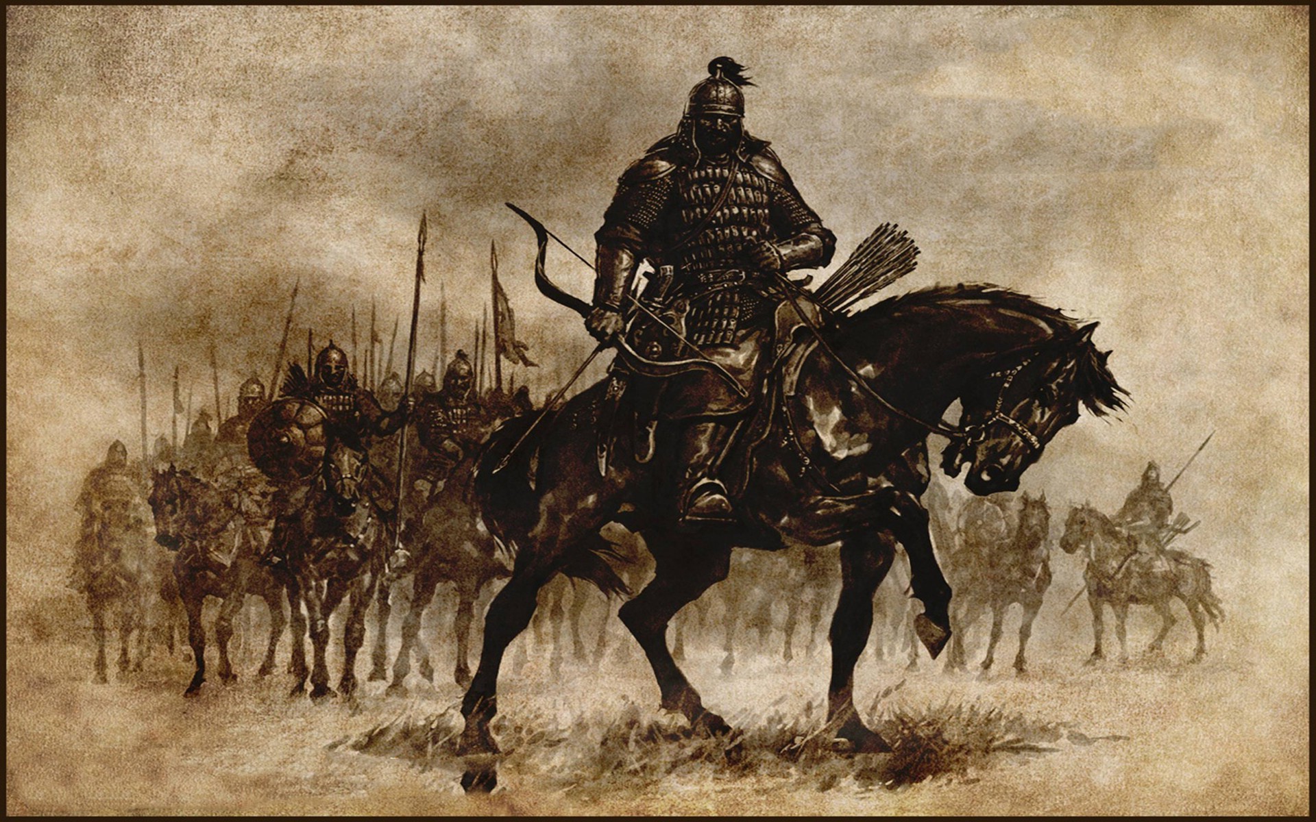 1920x1200 Wallpaper Painting, Video Games, Warrior, Person, Mount - Horse Painting Games