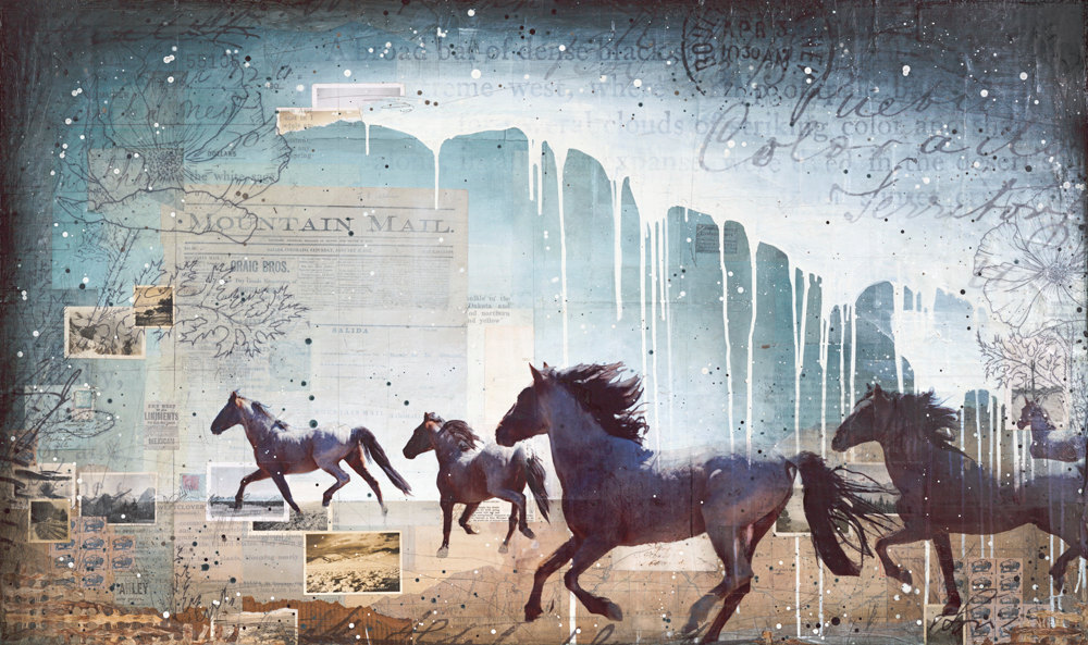 1000x593 Wild Heart Paper Print Of Mixed Media Wild Mustang Horse - Horse Painting Games