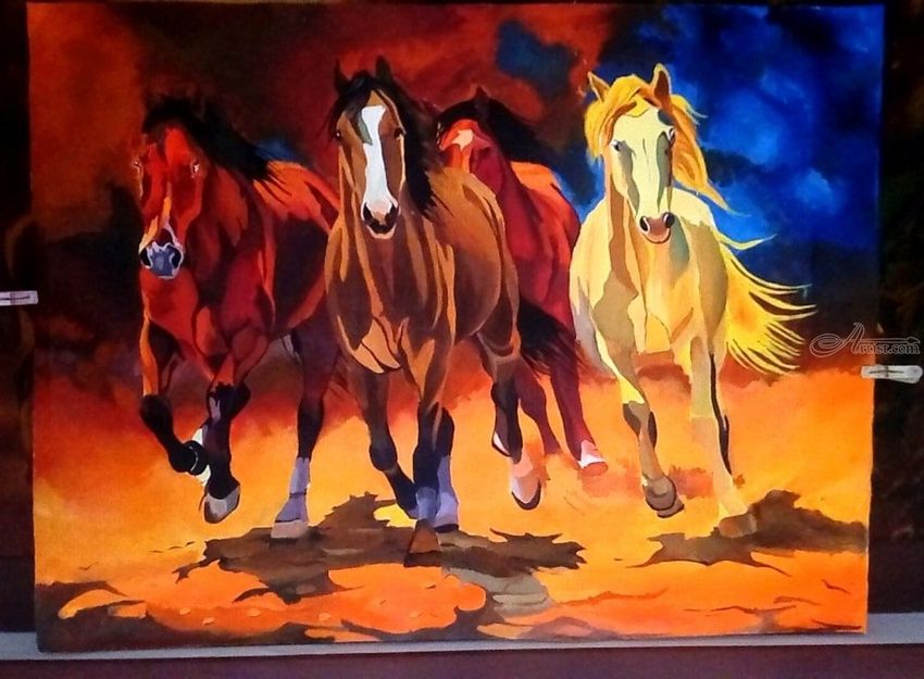 850x625 Horse Abstract Painting Decorative Arts,paintings By Amal - Horse Painting Images