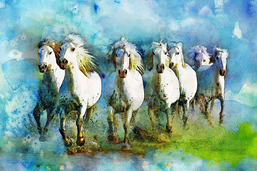 900x600 Horse Paintings 005 Painting By Catf - Horse Painting Images