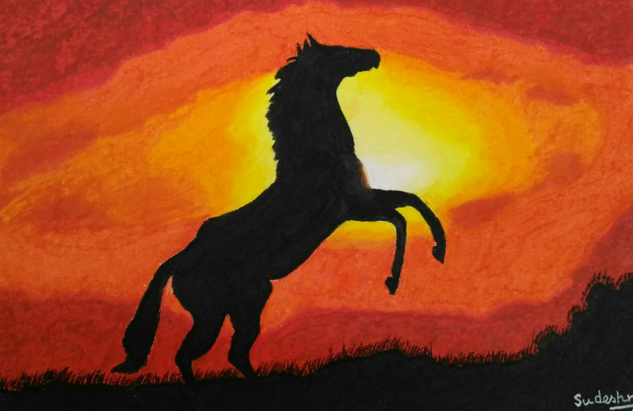 900x584 The Galloping Horse Painting By Artist Sudeshna Ballav - Horse Painting Images