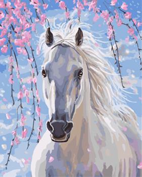 281x350 Beautiful Diy Oil Painting White Horse Paint By Number - Horse Painting Images