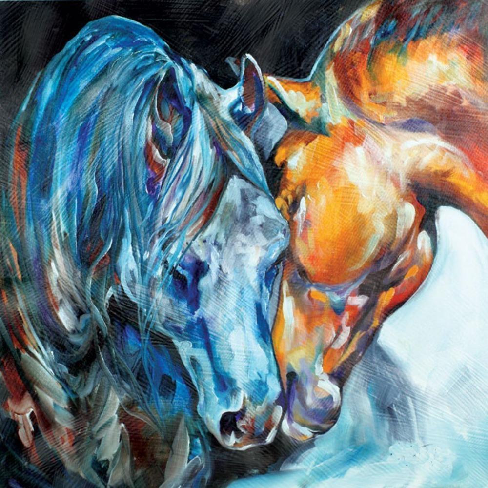 1000x1000 Couple Horse Hand Painting Canvas No Frame My Soul Amp Spirit - Horse Painting On Canvas