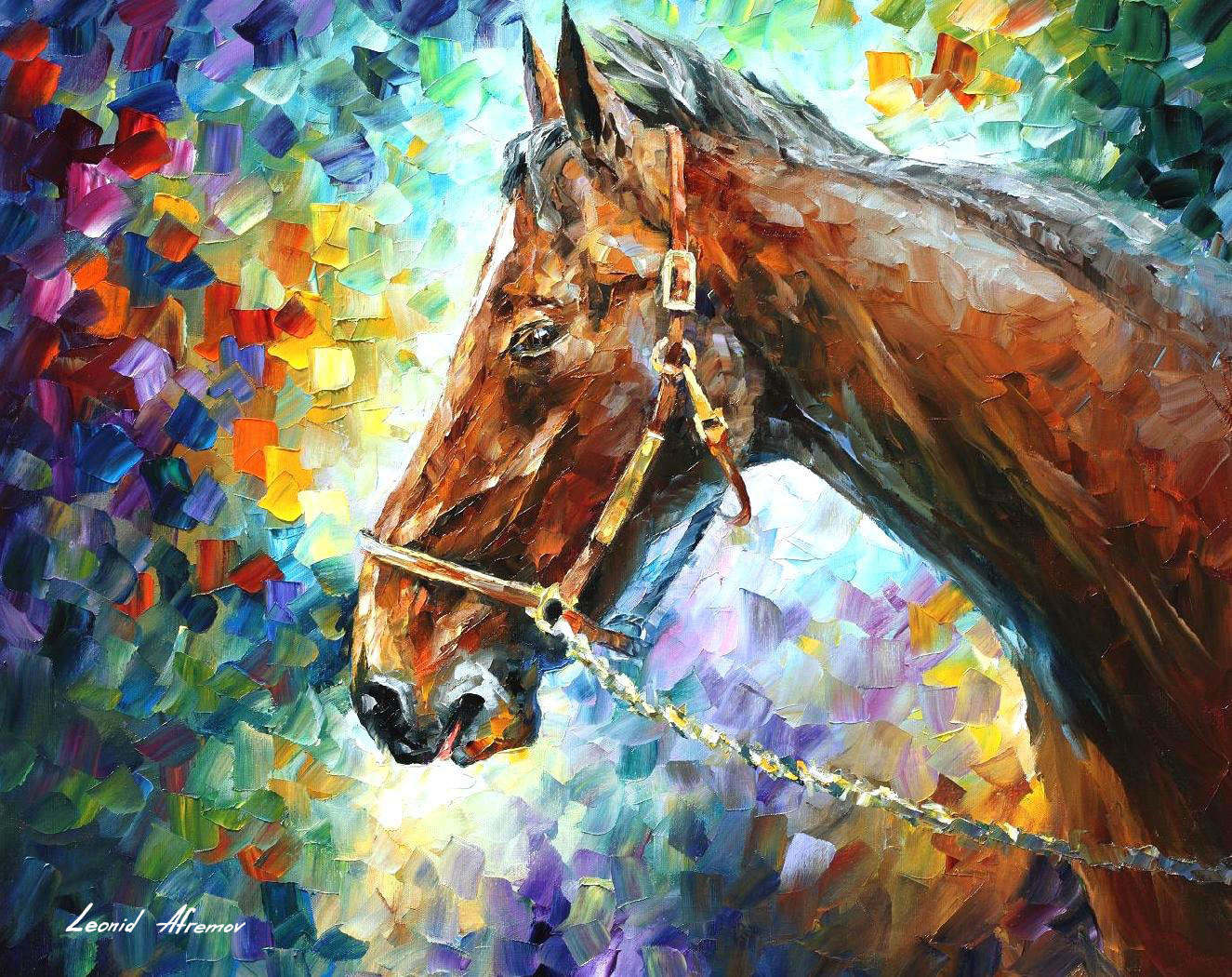 1325x1050 Horse 2 Palette Knife Oil Painting On Canvas By Leonid Afremov - Horse Painting On Canvas