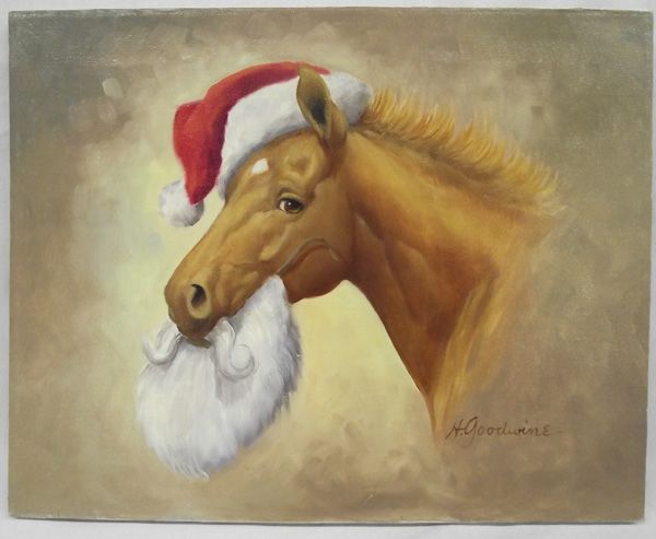 600x493 Original Horse Painting On Canvas H. Goodwine - Horse Painting On Canvas