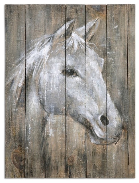 488x640 Rustic Reclaimed Wood Horse Wall Art - Horse Painting On Wood