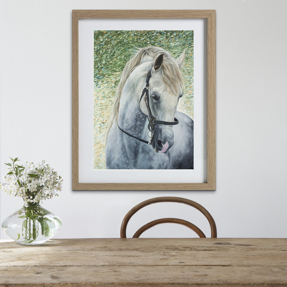 1000x1000 White Horse Painting Horse Art Equine Art Horse Decor - Horse Painting On Wood