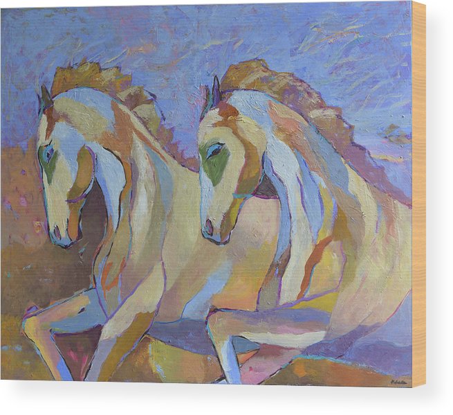 655x599 Galloping Horses Painting Wood Print By Magdalena Walulik - Horse Painting On Wood