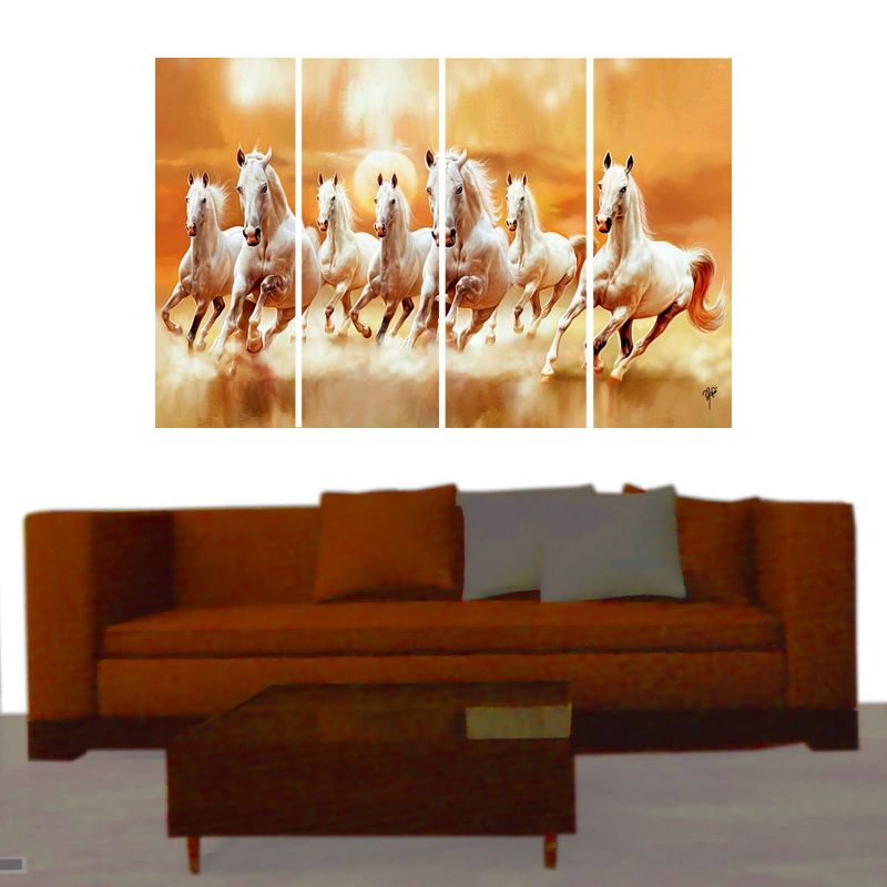 800x800 Buy Ray Dcor's Multiple Sparkling Seven Horse Painting 4 Frames - Horse Painting Online