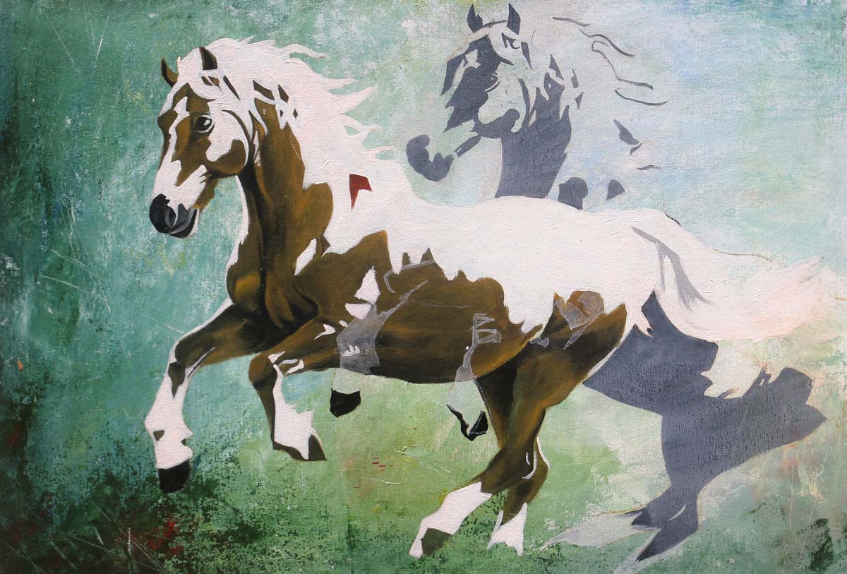 1200x813 Gypsy Horse Paintings Online In India Horse Oil Painting On Canvas - Horse Painting Online