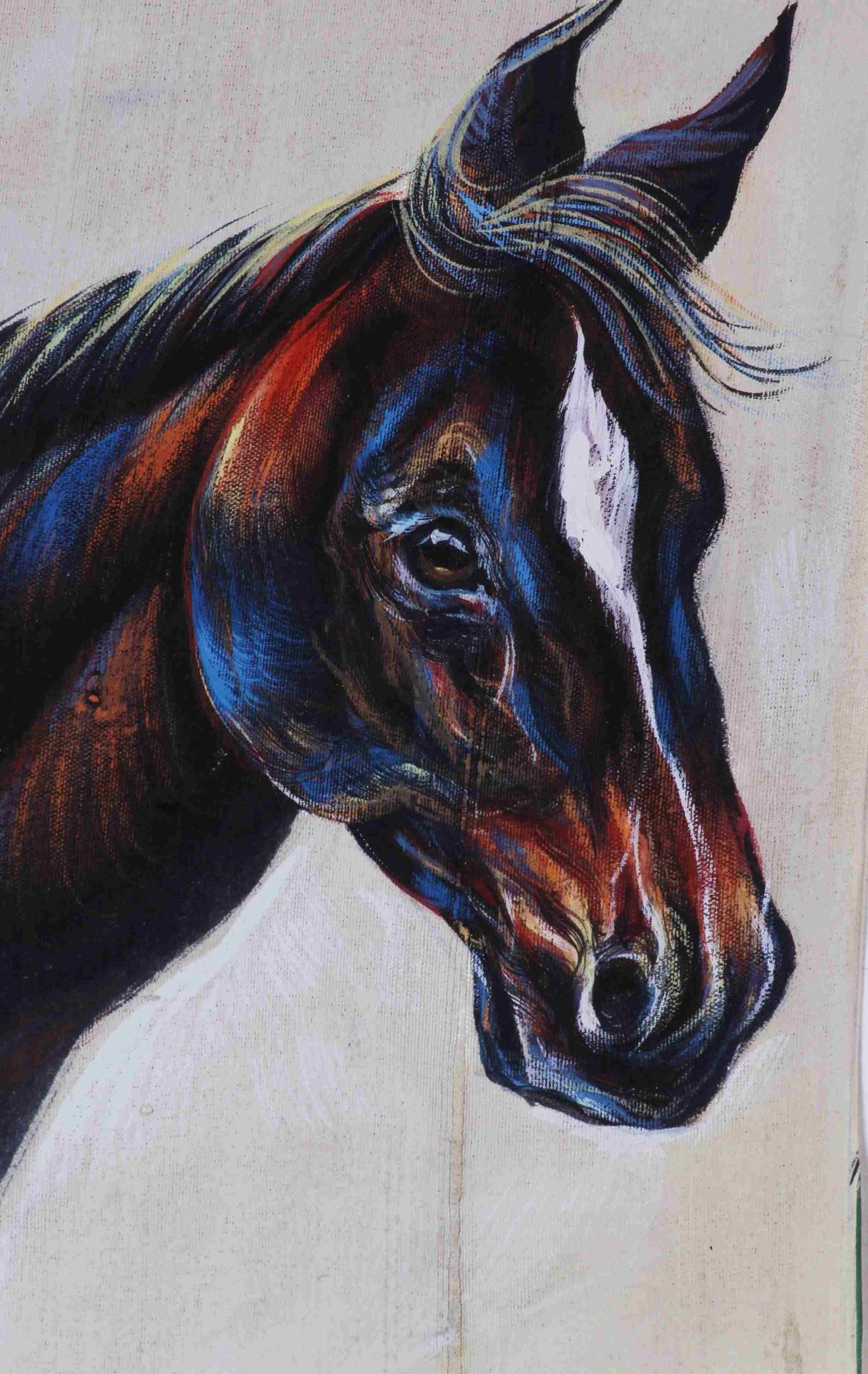 1213x1920 Hand Painted Silk Painting Black Horse 24 X 18 Buy Original - Horse Painting Online