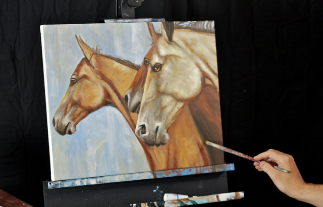 640x410 The Three Horses Dvd Painting Lesson Tim Gagnon Studio - Horse Painting Online