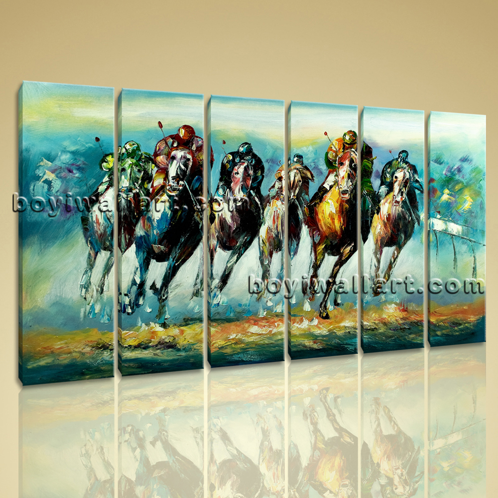 1000x1000 Large Wall Art Famous Horse Racing Abstract Painting On Canvas - Horse Panel Painting