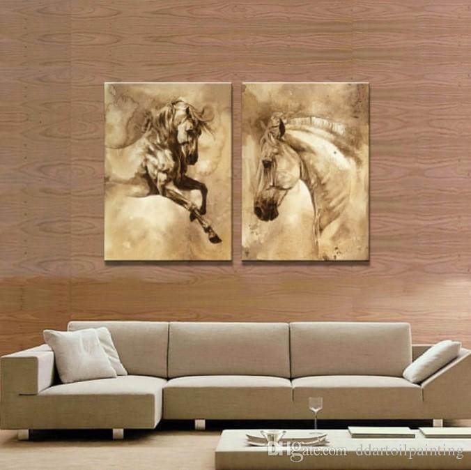 676x674 2018 2 The Panel Wall Art Of Brown Horse Painting Pictures Print - Horse Panel Painting