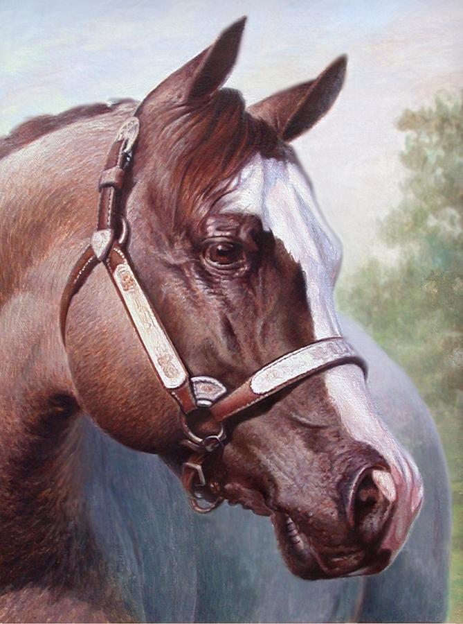 669x900 Horse Portrait 2 Painting By Hans Droog - Horse Portrait Painting