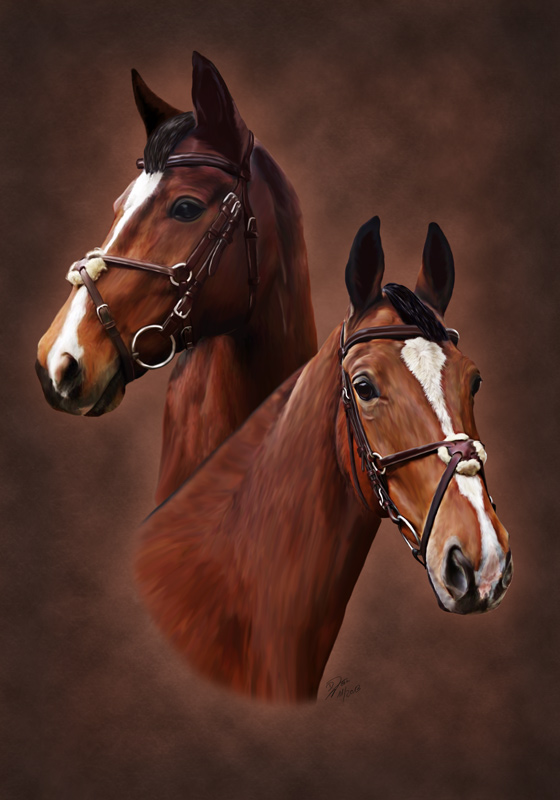 560x800 Horses Portrait Digital Painting By Kirikina - Horse Portrait Painting