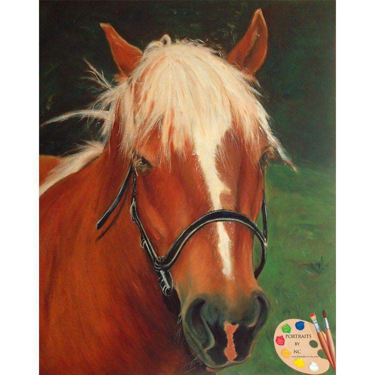 750x750 Brown Horse Painting Portraits By Nc - Horse Portrait Painting