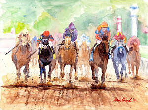 300x223 Horse Racing Paintings Fine Art America - Horse Racing Painting