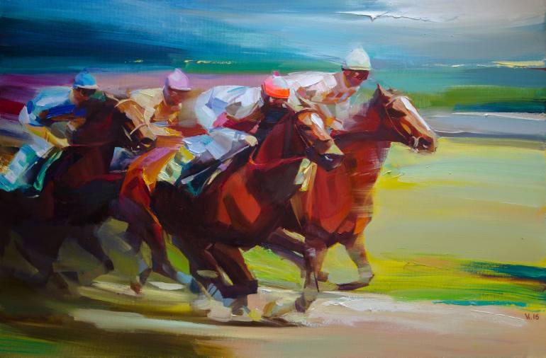 770x506 Saatchi Art Horse Race Painting By Vasyl Khodakivskyi - Horse Racing Painting