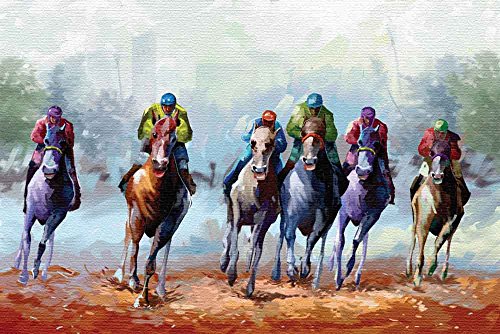 500x334 Walls And Murals Horse Racing Oil Painting Canvas Print No - Horse Racing Painting