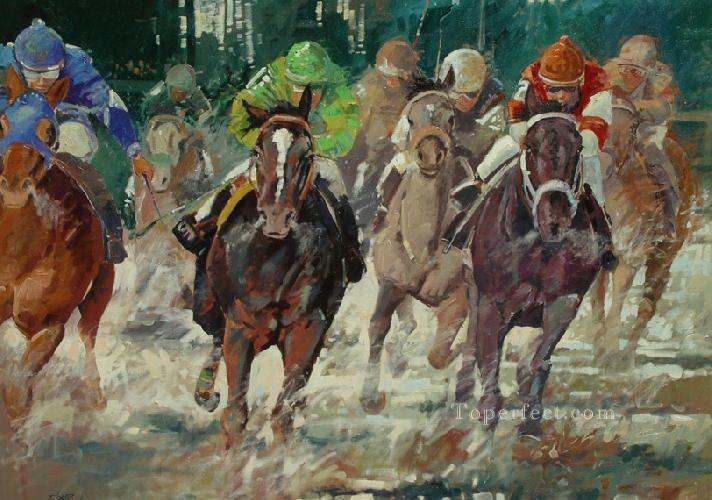 712x500 Horse Racing Impressionism Painting In Oil For Sale - Horse Racing Painting