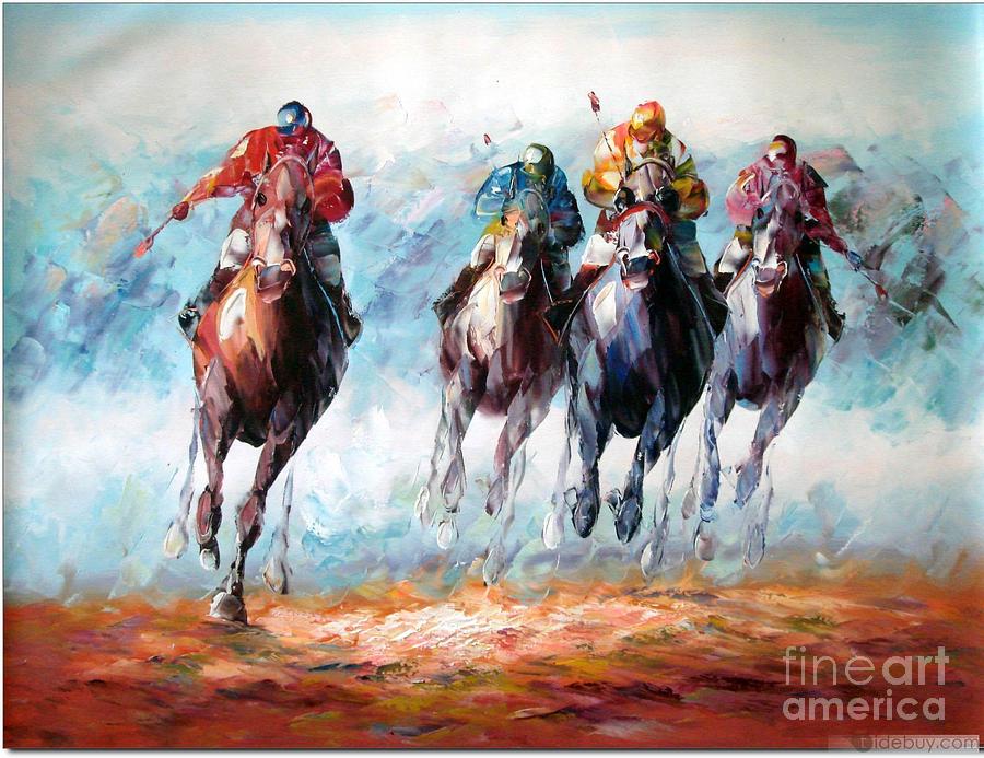 900x693 Horse Riding Painting By Vishal Lakhani - Horse Riding Painting