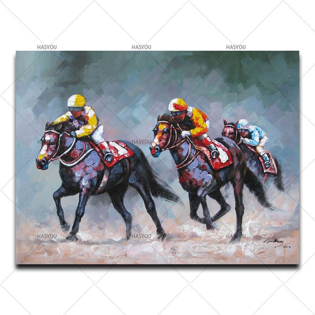 640x640 Oil Painting Wall Pictures For Living Room Home Decor Abstract - Horse Riding Painting