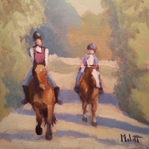 475x476 Equestrian Painting Horseback Riding Impressionism Original Oil - Horse Riding Painting