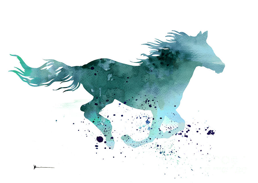 900x639 Horse Silhouette Watercolor Art Print Painting Painting By Joanna - Horse Silhouette Painting