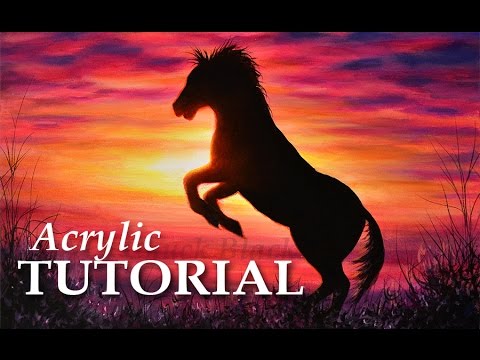 480x360 How To Paint A Sunset With Acrylic - Horse Silhouette Painting