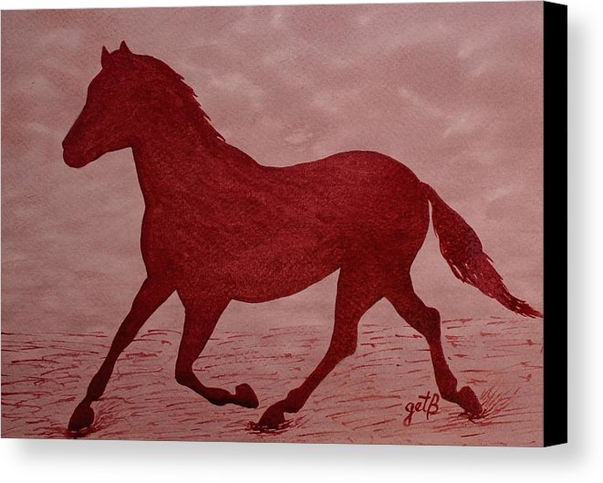 661x529 Running Horse Silhouette Red Wine Painting Canvas Print Canvas - Horse Silhouette Painting