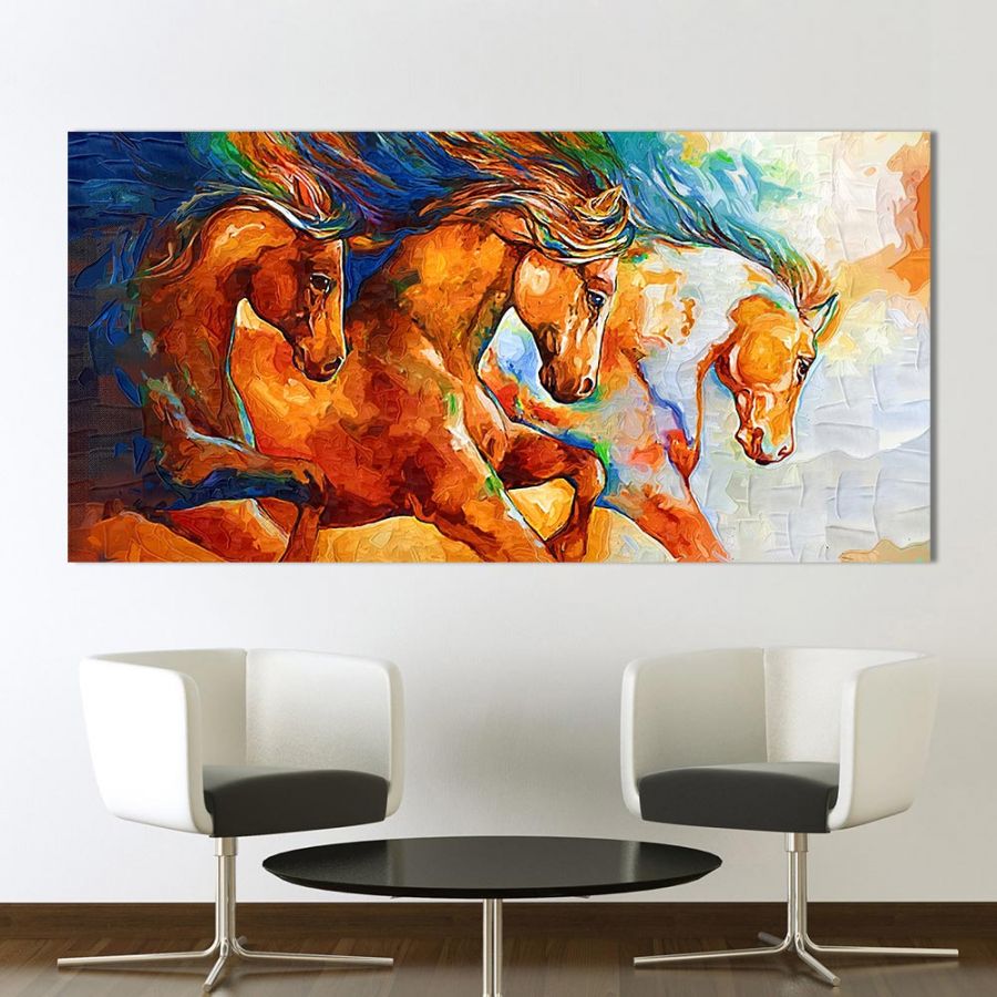 900x900 Canvas Wall Art Three Horses Running Painting - Horse Wall Painting