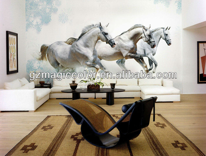 700x530 Chinest Painting Running White Horse Wallpaper - Horse Wall Painting