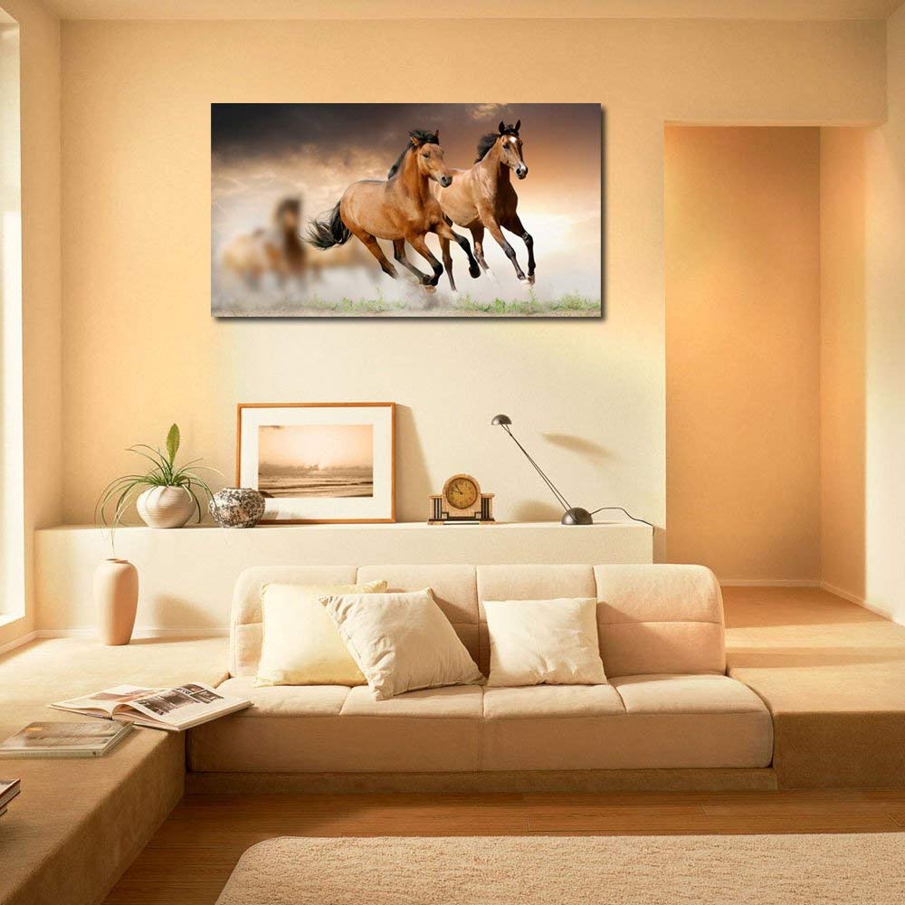 1000x1000 999store Canvas Framed Running Horses Printed Home Decor Like - Horse Wall Painting