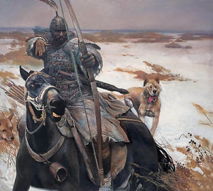 300x269 Oil Painting Horseman Chinese Ancient Generals On His War Horse - Horseman Painting