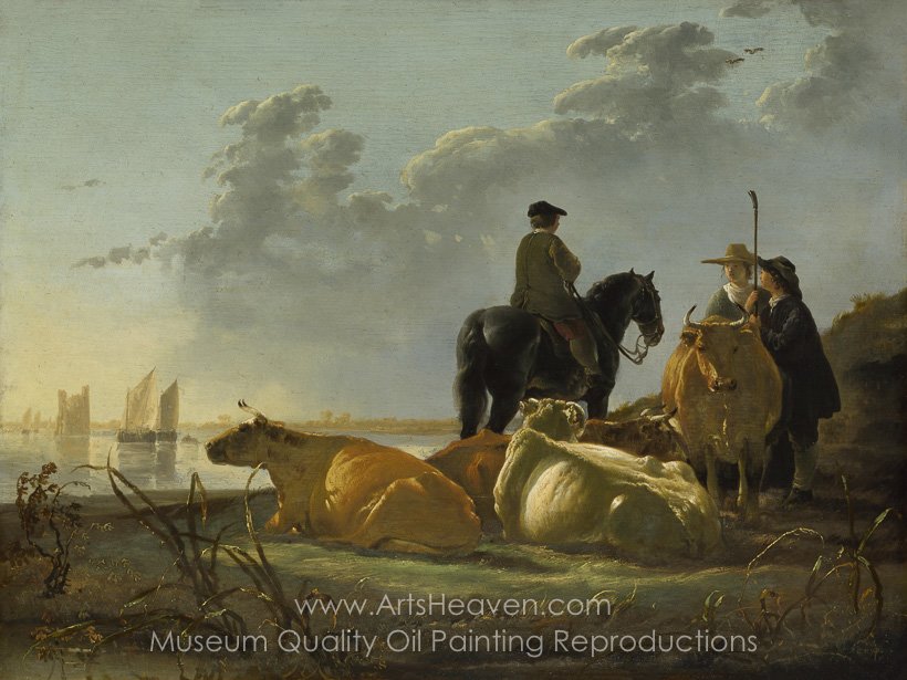 820x615 Reproduction Painting Aelbert Cuyp Cattle With Horseman - Horseman Painting