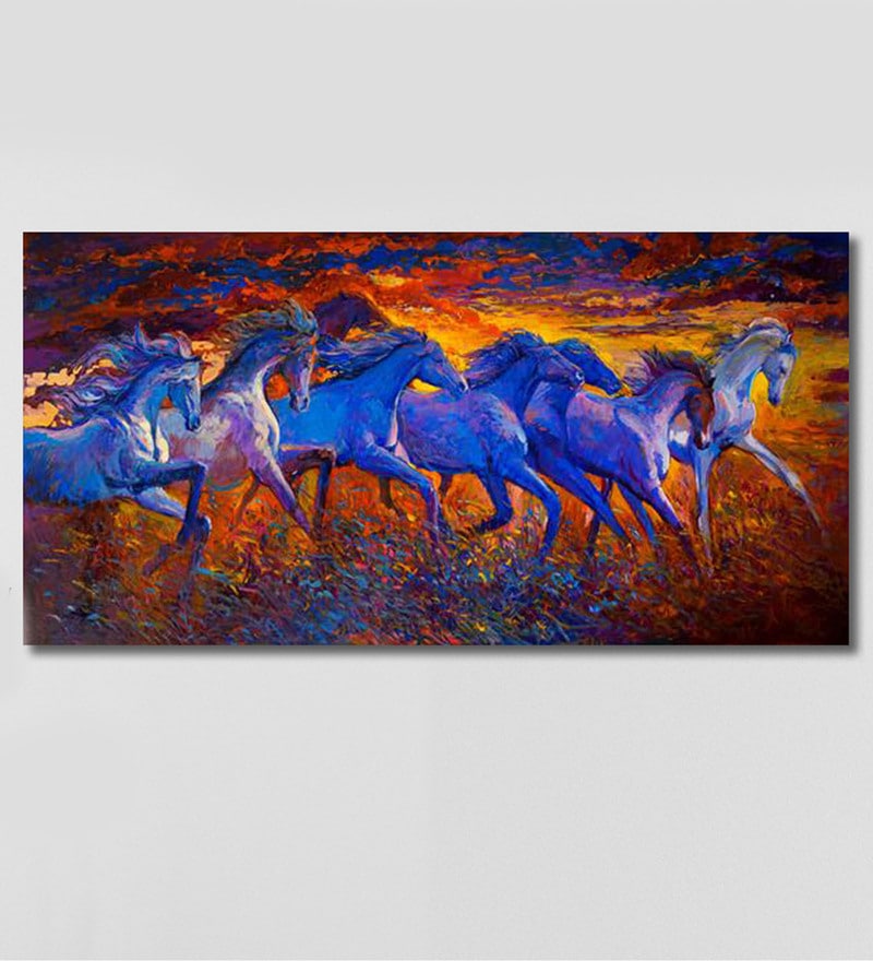 800x880 Buy Cotton Canvas 108 X 0.4 X 48 Inch Running Horses Painting - Horses Painting Pictures