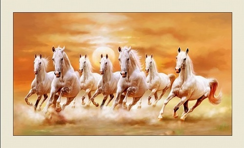500x304 Canvas Seven Horses Painting, Rs 2150 Piece, Shine India - Horses Painting Pictures