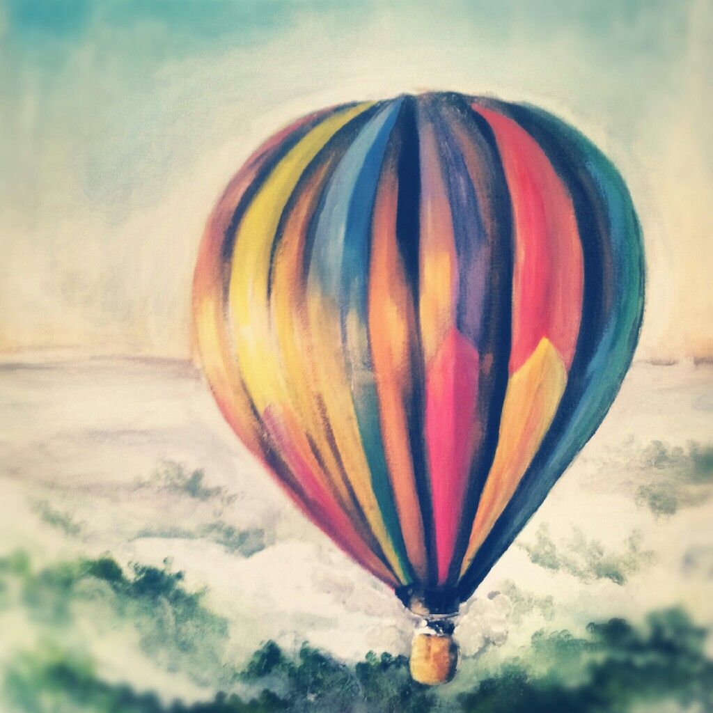 1024x1024 Drawing Of A Hot Air Balloon - Hot Air Balloon Painting