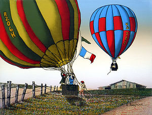 300x227 Hot Air Balloons H Hargrove 12x16 Painting Serigraph On Canvas - Hot Air Balloon Painting